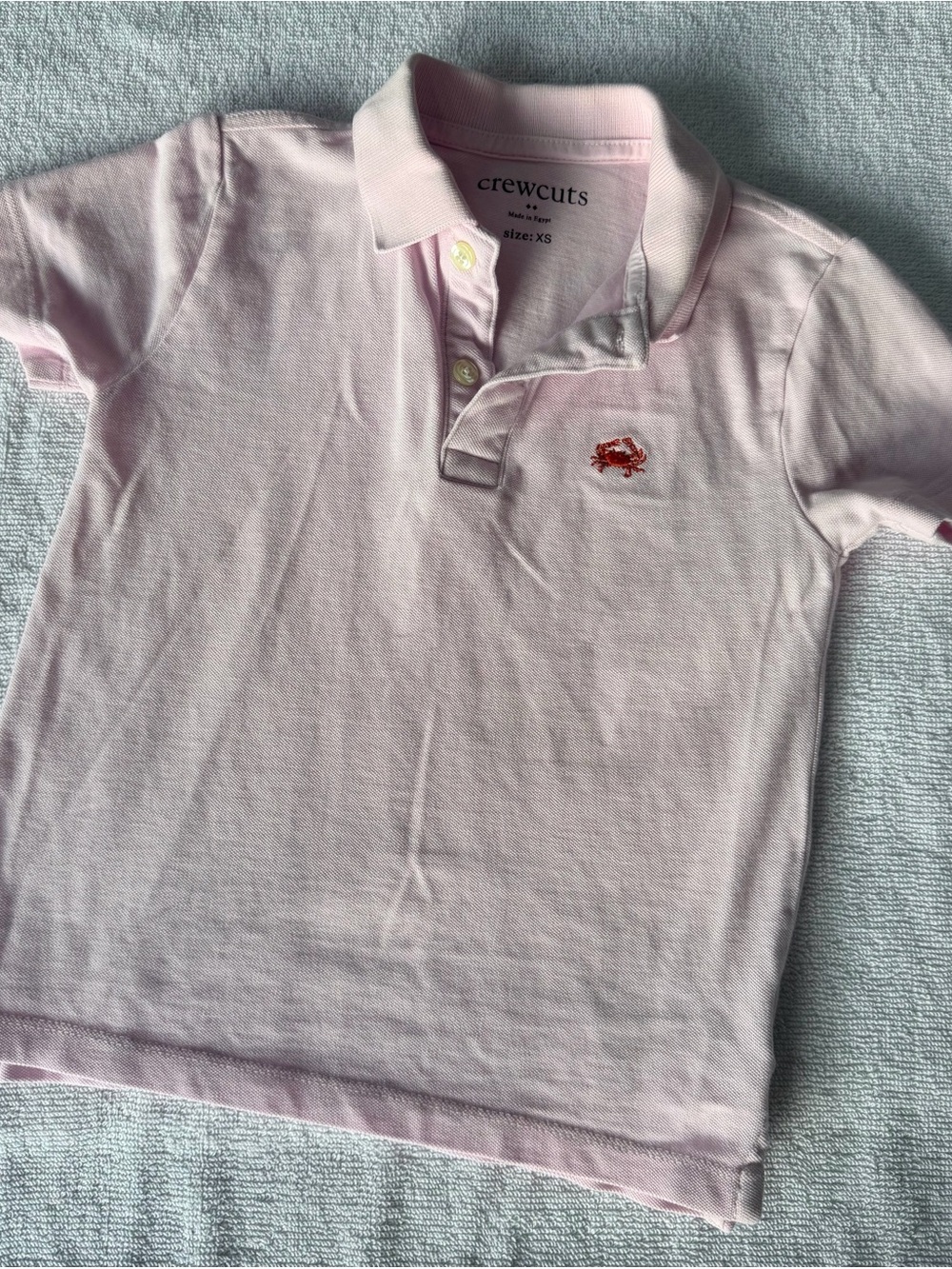 crewcuts Light Pink Polo with Red Crab Embroidery